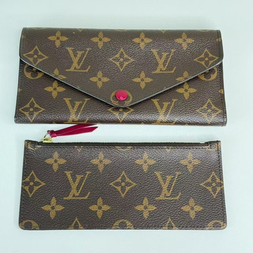 Louis Vuitton Monogram Canvas Wallet with Red Accent Button - Picture 8 of 9